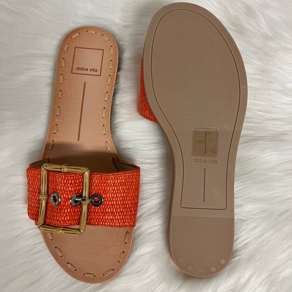 Dolce Vita Dasa Sandals In Orange Raffia Size 8.5 NWOB - Picture 7 of 10